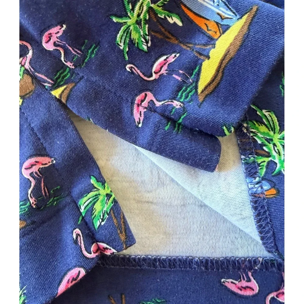 Polo Ralph Lauren Mens XXL Navy Blue Tropical Flamingo Pineapple Polo Shirt